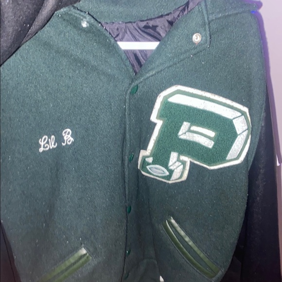 Varsity Green and Black Bomber Jacket(cash only)